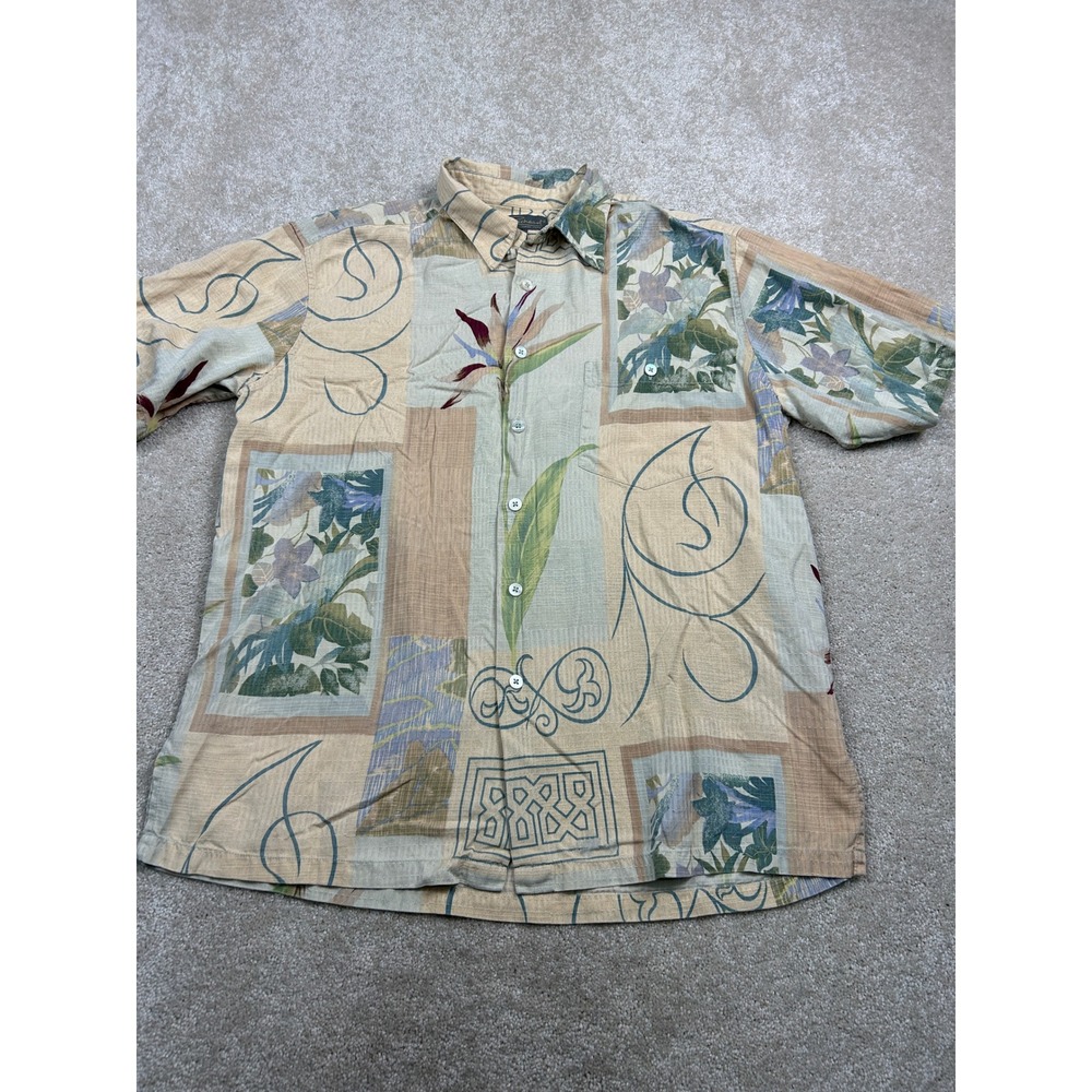 Tori Richard Honolulu Mens Large Silk Button Up Shirt Patchwork Floral Hawaiian - Picture 2 of 8